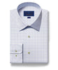 David Donahue White/Green Check Dress Shirt (Trim Fit)