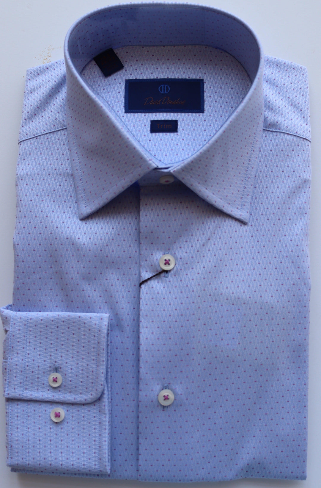 david donahue trim dress shirts David Donahue Men's Trim Fit Linen Herringbone Dress Shirt - Pink