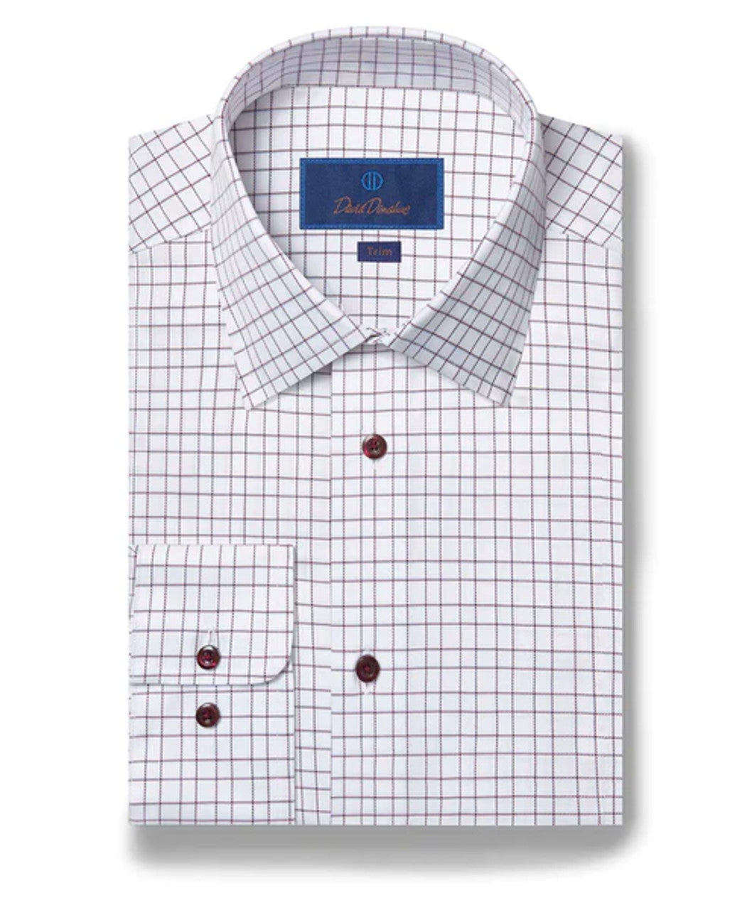 David Donahue Dress Shirt - White / Merlot (Trim)