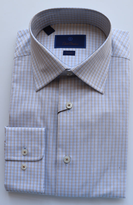 David Donahue Dune Check Dress Shirt (Trim Fit)