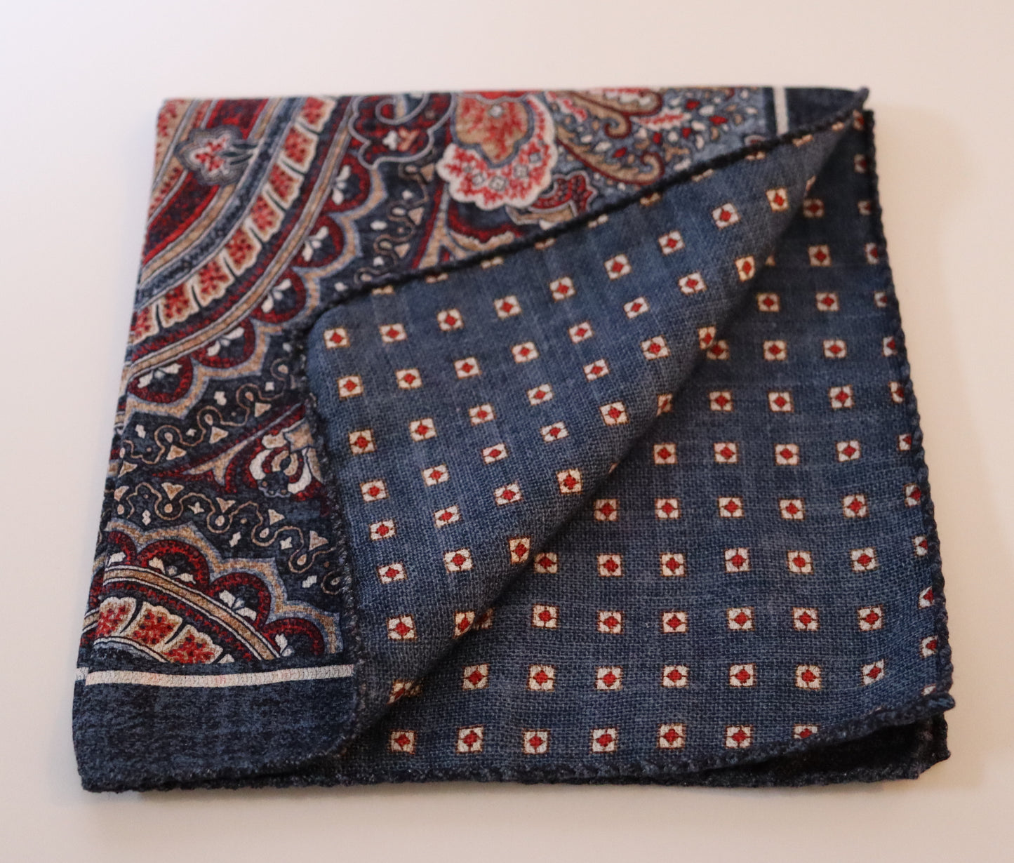 R. Hanauer Double Sided Paisley/Geometric Pocket Square - 3 Colors